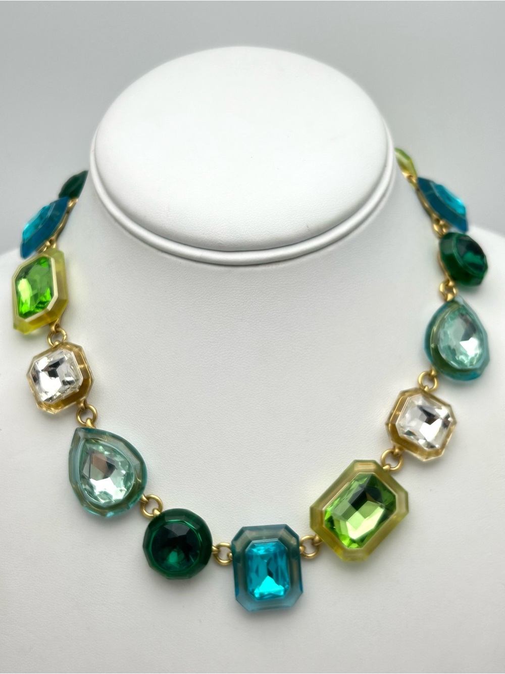 J. Crew Blue and Green Jewel Box Necklace